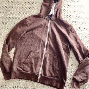 Brown unisex zip up hoodie